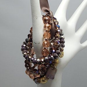 ALI KHAN glass beaded natural stone 5pc bracelet set with gift box